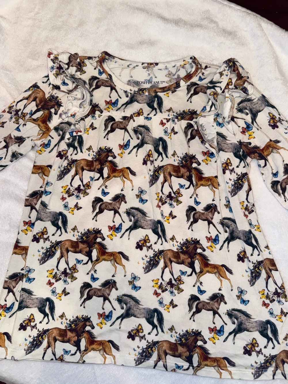 Posh Peanut Claire Horses Butterflies Long Sleeve Ruffle Twirl Dress 5/6T - Picture 7 of 12
